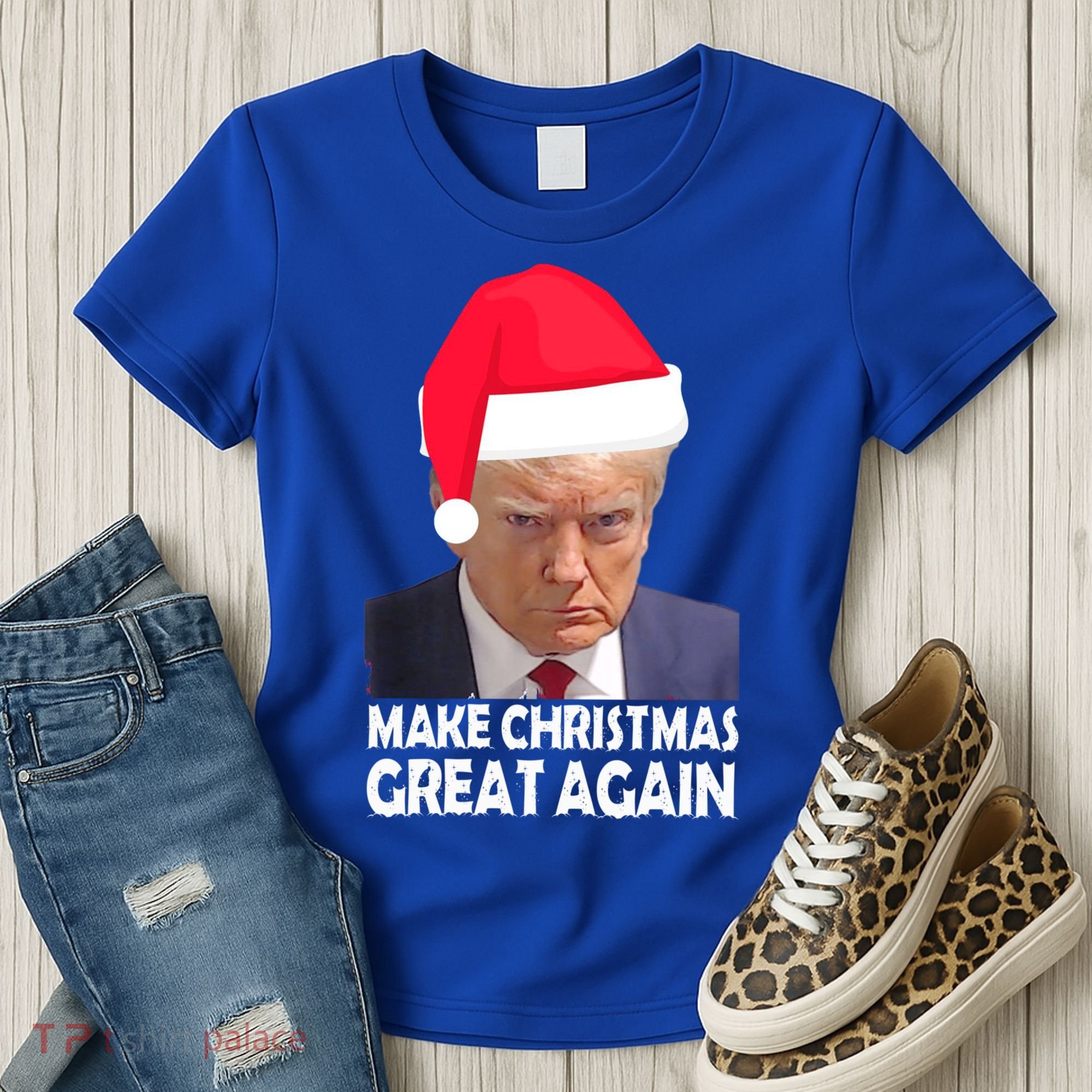 Trump Claus Make Christmas Great Again Trump Mugshot Gift Women's T-Shirt