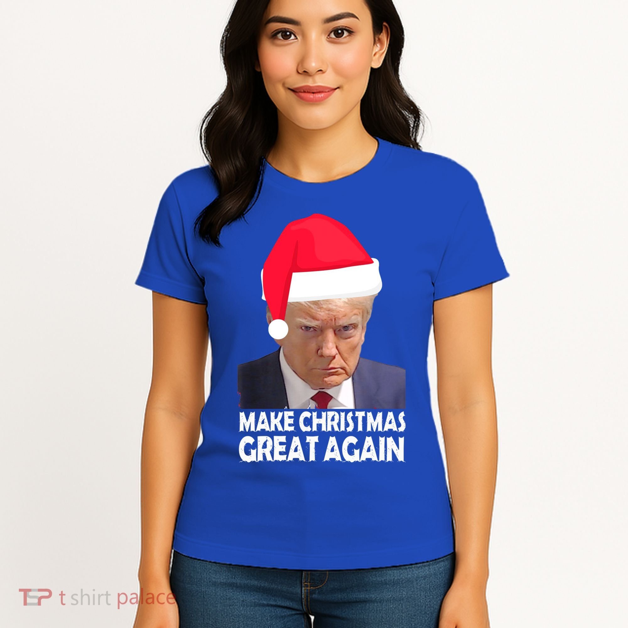 Trump Claus Make Christmas Great Again Trump Mugshot Gift Women's T-Shirt