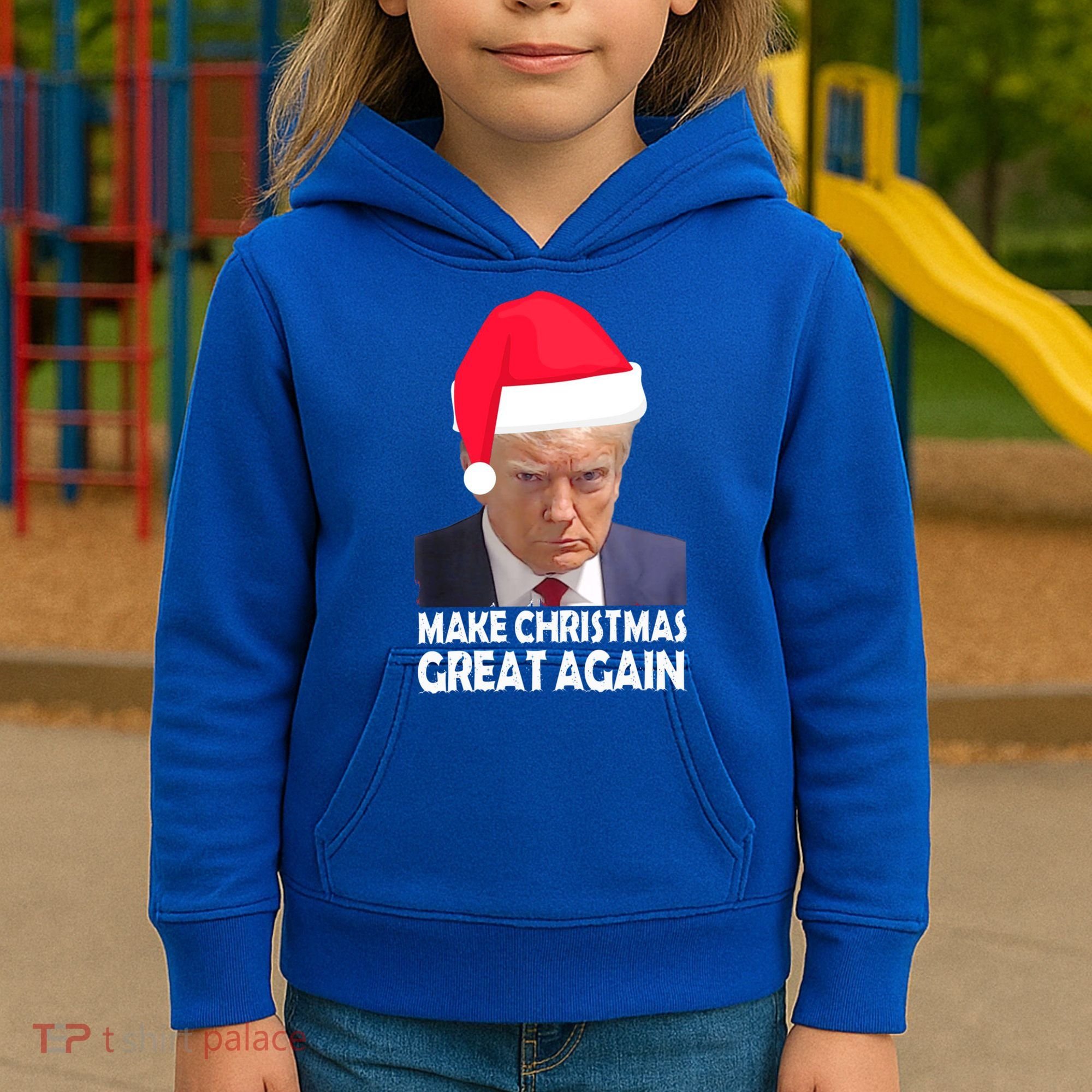 Trump Claus Make Christmas Great Again Trump Mugshot Gift Kids Hoodie
