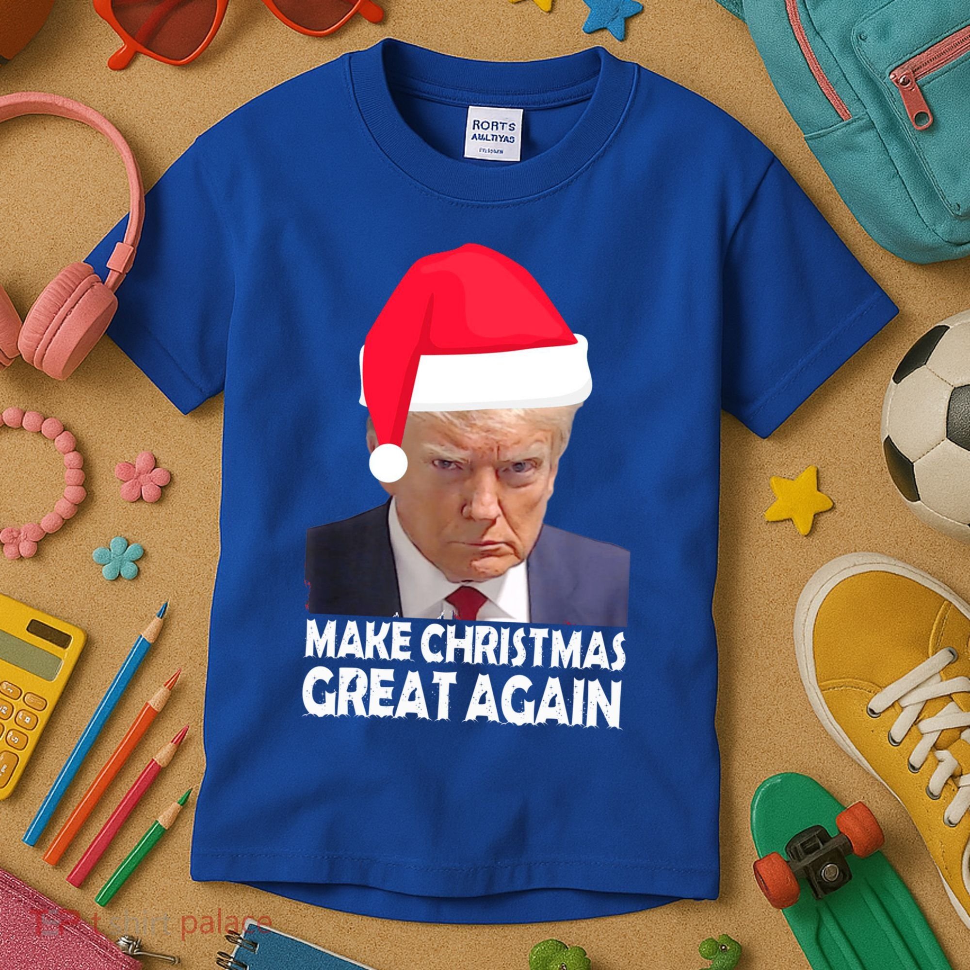 Trump Claus Make Christmas Great Again Trump Mugshot Gift Kids T-Shirt