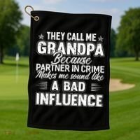 The Call Me Grandpa Father's Day Golf Towel thumb 1