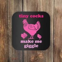 Tiny Cocks Make Me Giggle Funny Chicken Coaster thumb 0