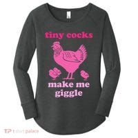 Tiny Cocks Make Me Giggle Funny Chicken Women's Perfect Tri Tunic Long Sleeve Shirt thumb 0