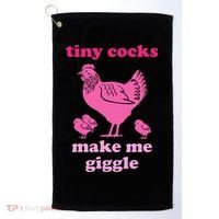 Tiny Cocks Make Me Giggle Funny Chicken Golf Towel thumb 0