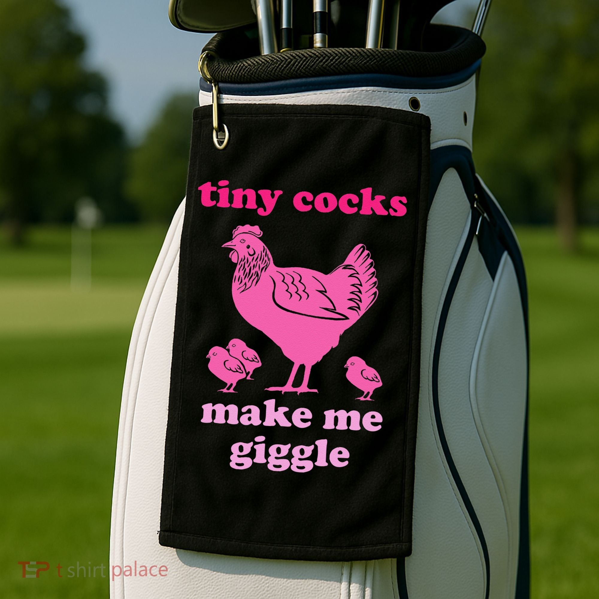 Tiny Cocks Make Me Giggle Funny Chicken Golf Towel