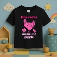 Tiny Cocks Make Me Giggle Funny Chicken Toddler T-Shirt thumb 3