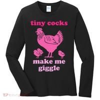Tiny Cocks Make Me Giggle Funny Chicken Women's Long Sleeve Shirt thumb 0