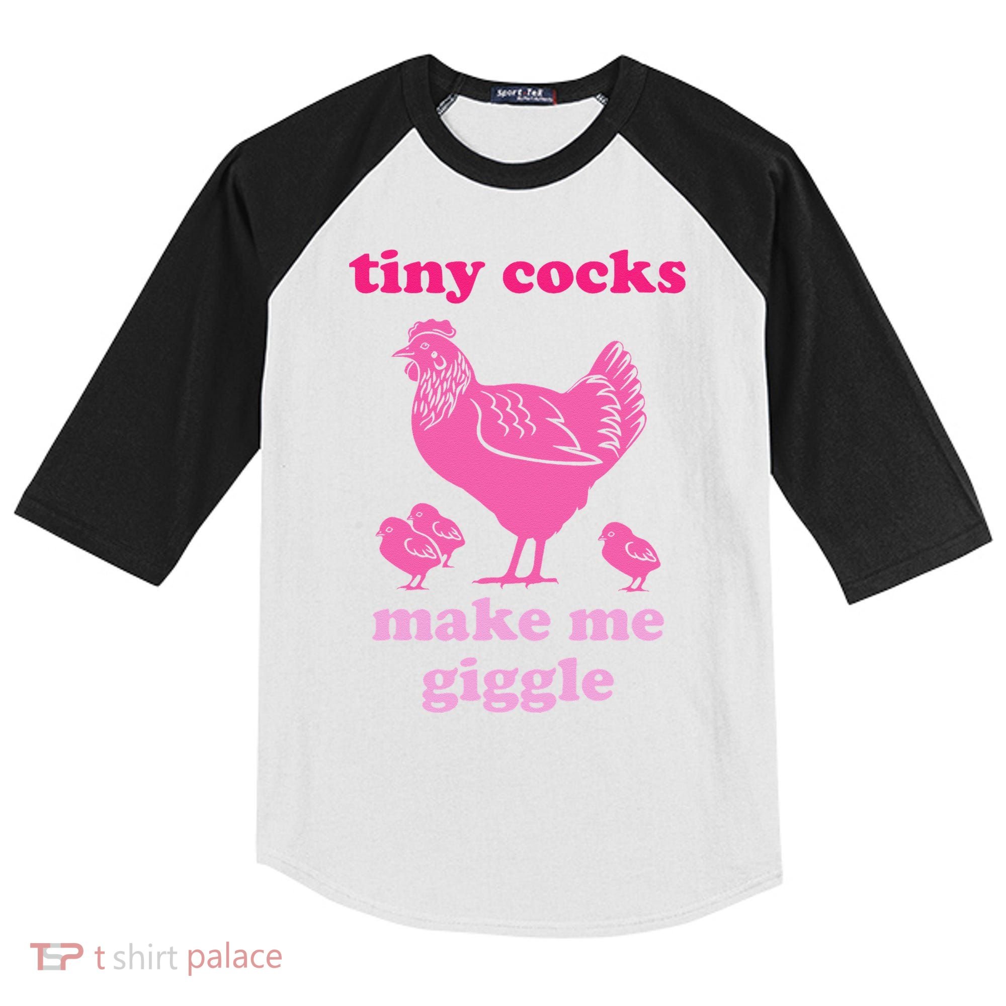 Tiny Cocks Make Me Giggle Funny Chicken Kids Colorblock Raglan Jersey