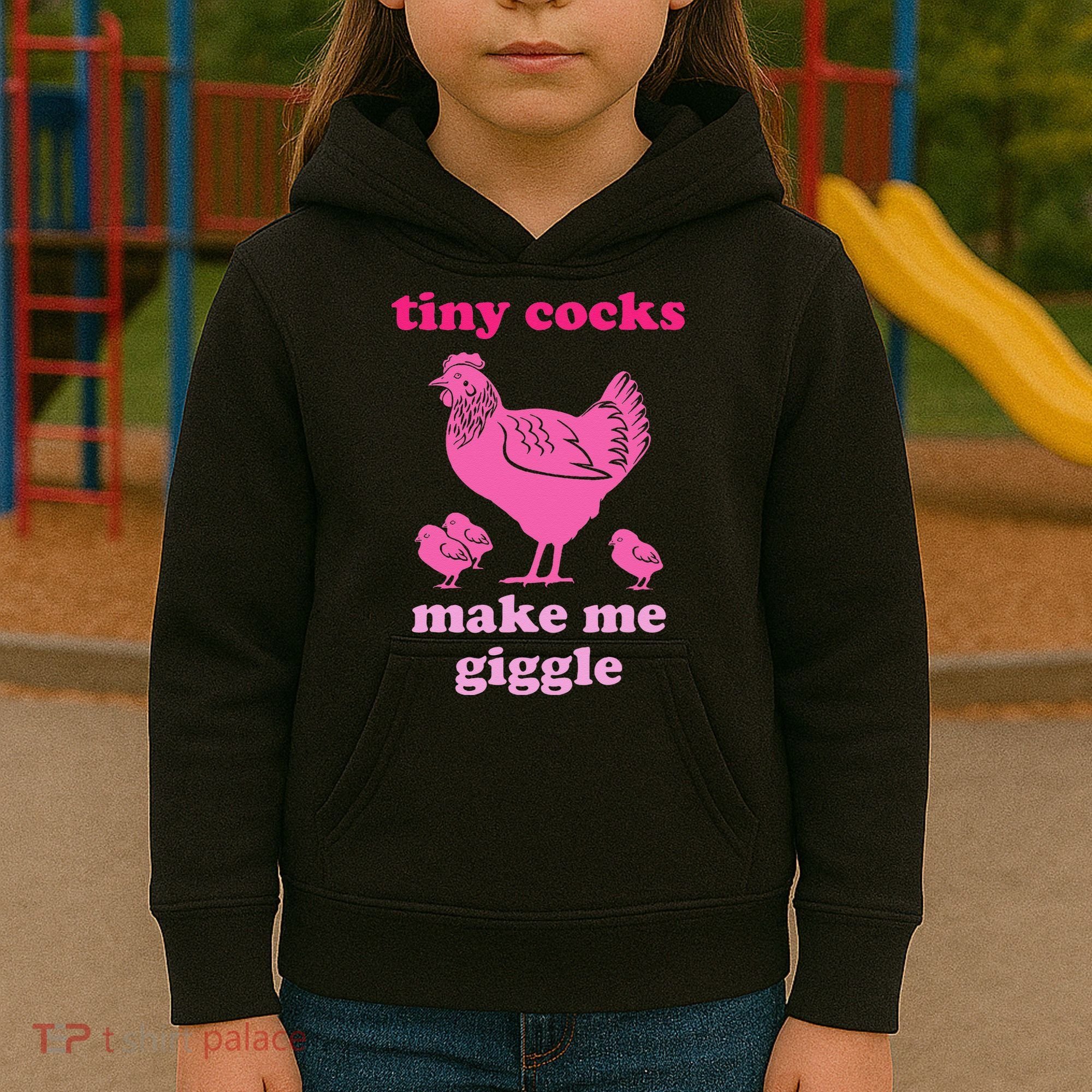 Tiny Cocks Make Me Giggle Funny Chicken Kids Hoodie