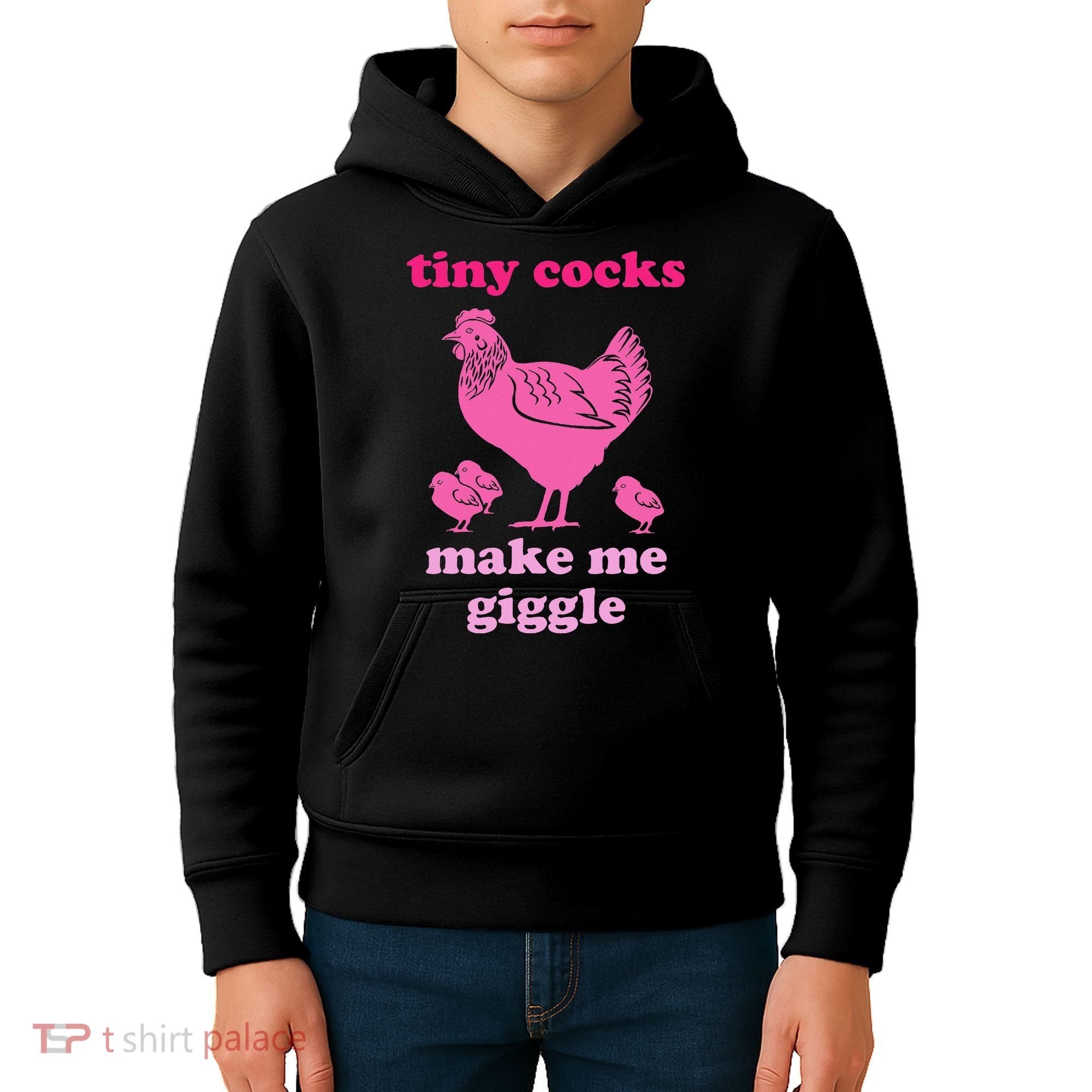 Tiny Cocks Make Me Giggle Funny Chicken Kids Hoodie