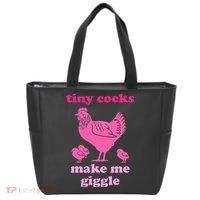 Tiny Cocks Make Me Giggle Funny Chicken Tote Bag thumb 0