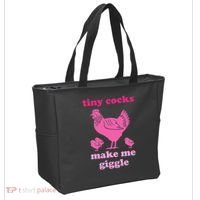 Tiny Cocks Make Me Giggle Funny Chicken Tote Bag thumb 2