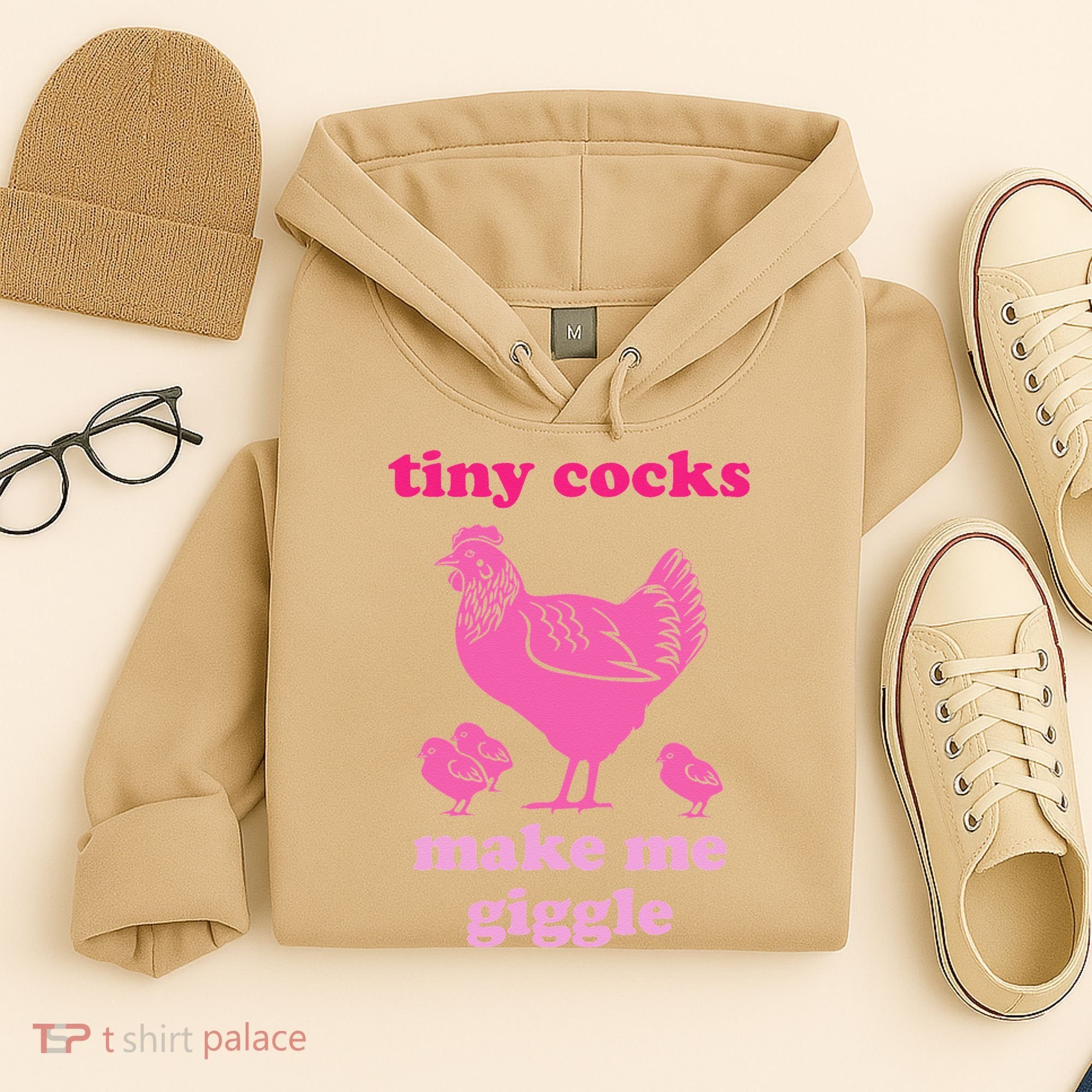 Tiny Cocks Make Me Giggle Funny Chicken Hoodie