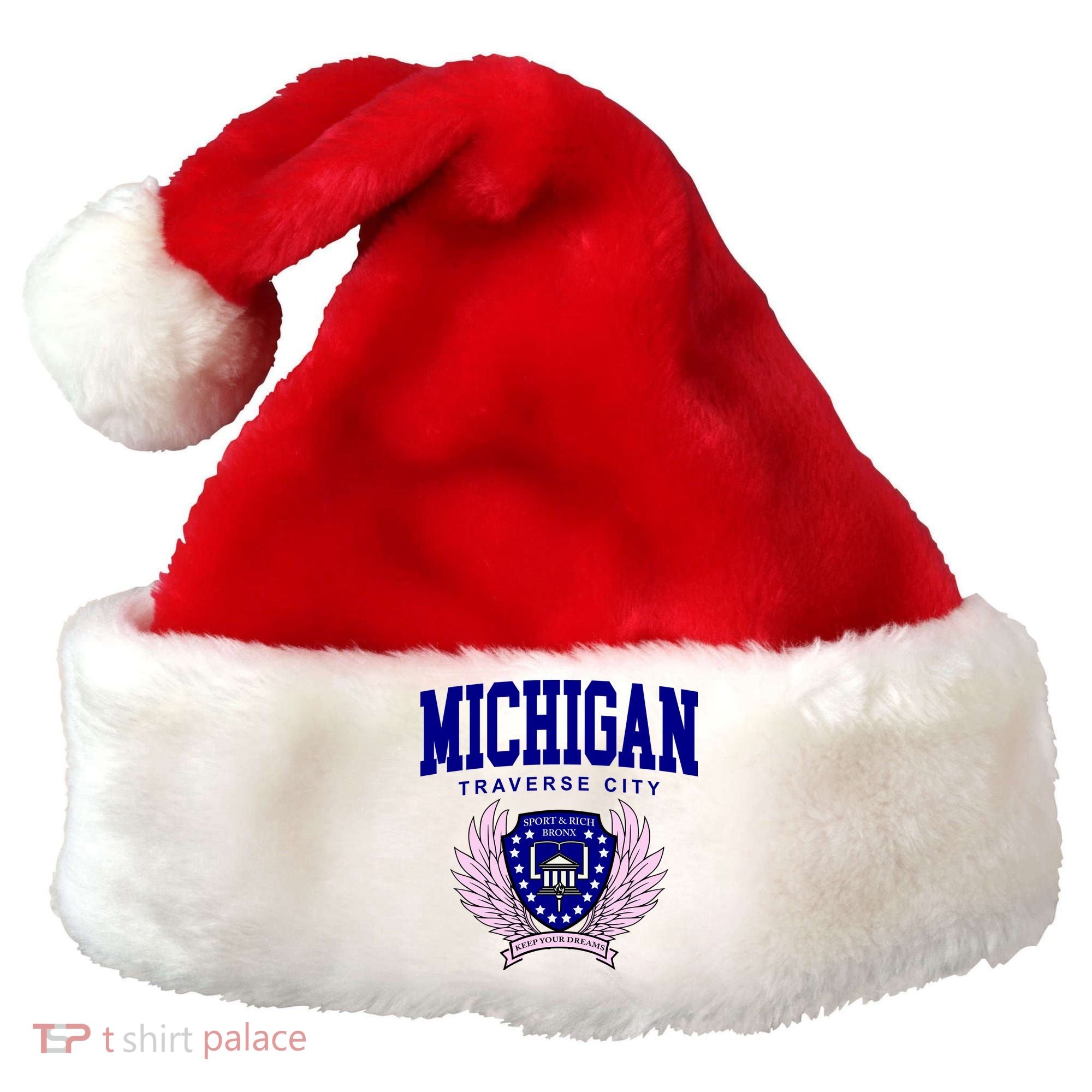 Traverse City Michigan Classy Logo Santa Hat