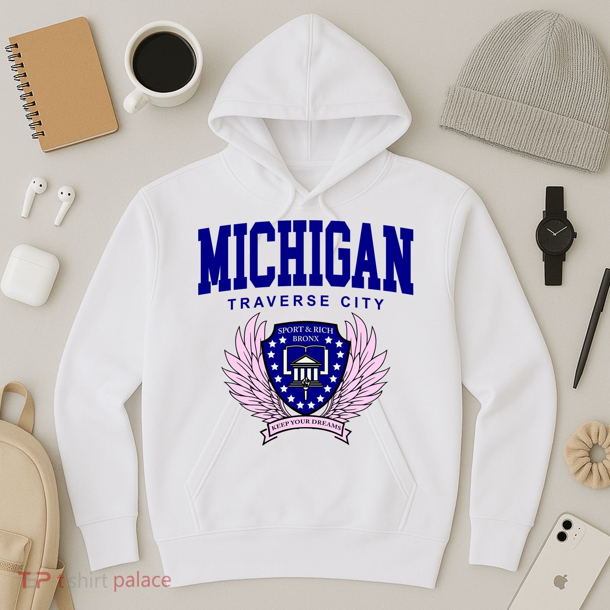 Traverse City Michigan Classy Logo Hoodie