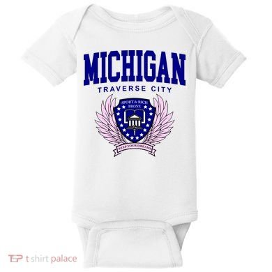 Traverse City Michigan Classy Logo Baby Bodysuit