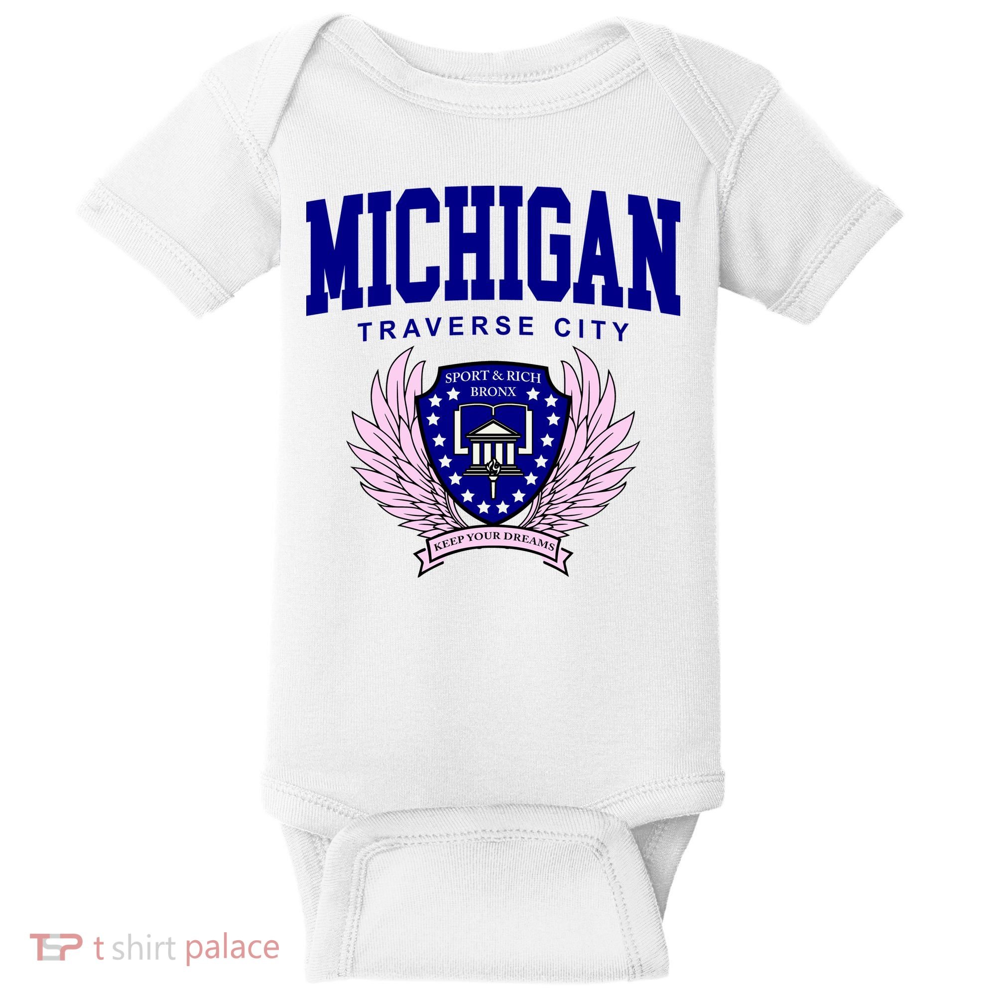 Traverse City Michigan Classy Logo Baby Bodysuit