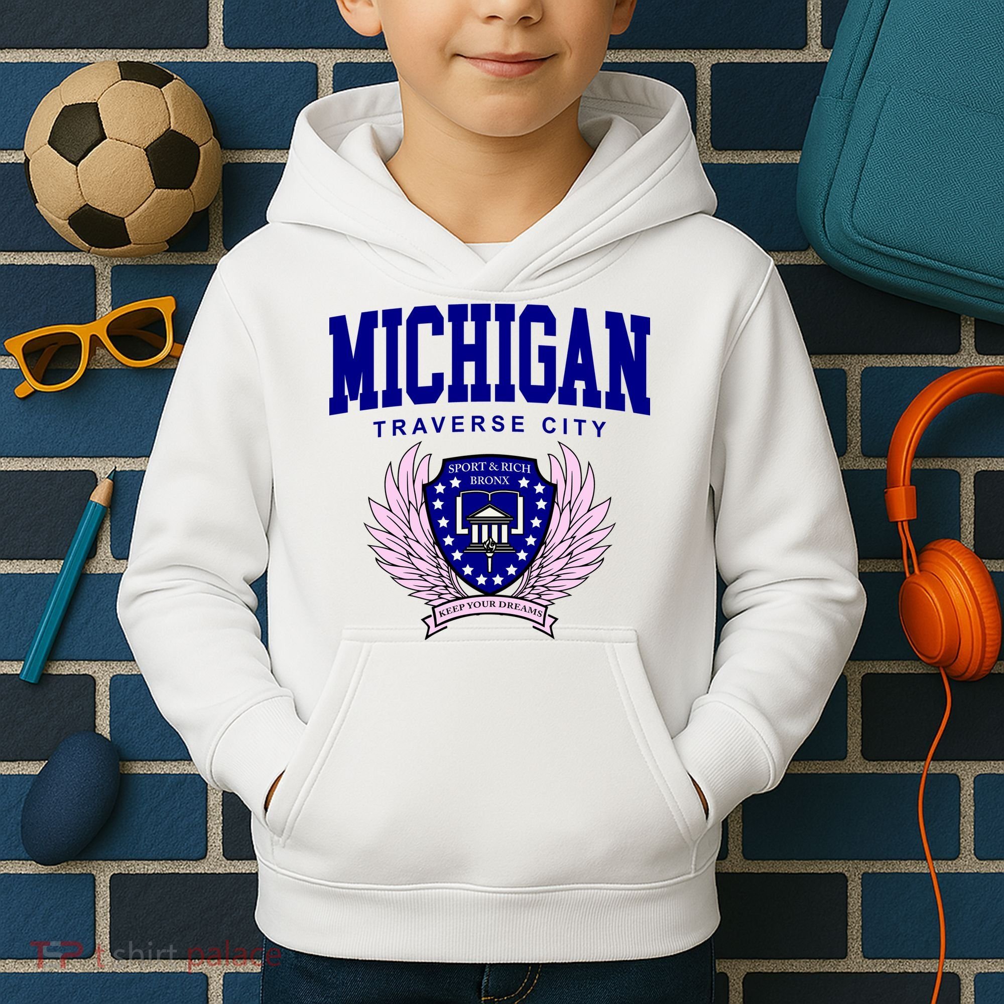 Traverse City Michigan Classy Logo Kids Hoodie