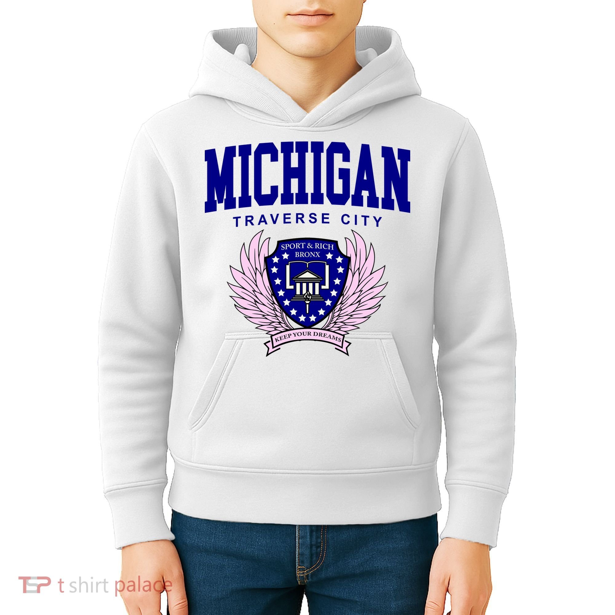 Traverse City Michigan Classy Logo Kids Hoodie