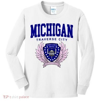 Traverse City Michigan Classy Logo Kids Long Sleeve Shirt