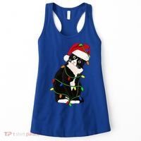 Tuxedo Cat Meow Santa Tuxie Christmas Tree Lights Cat Catmas Gift Women's Tank Top thumb 0