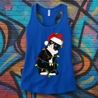 Tuxedo Cat Meow Santa Tuxie Christmas Tree Lights Cat Catmas Gift Women's Tank Top thumb 3