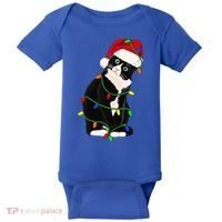 Tuxedo Cat Meow Santa Tuxie Christmas Tree Lights Cat Catmas Gift Baby Bodysuit thumb 0