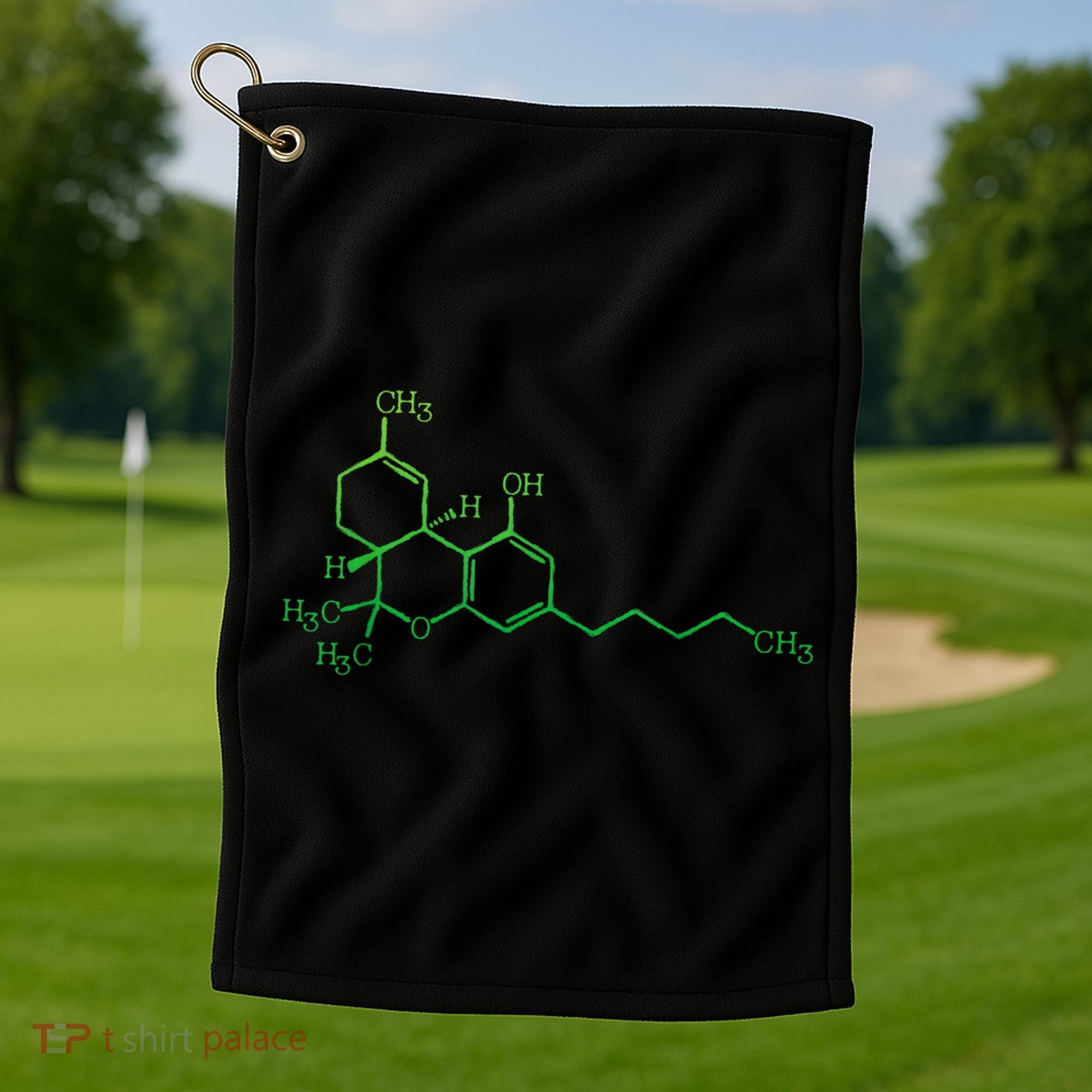 THC Cannabis Marijuana Medicine Chemical Formula Golf Towel