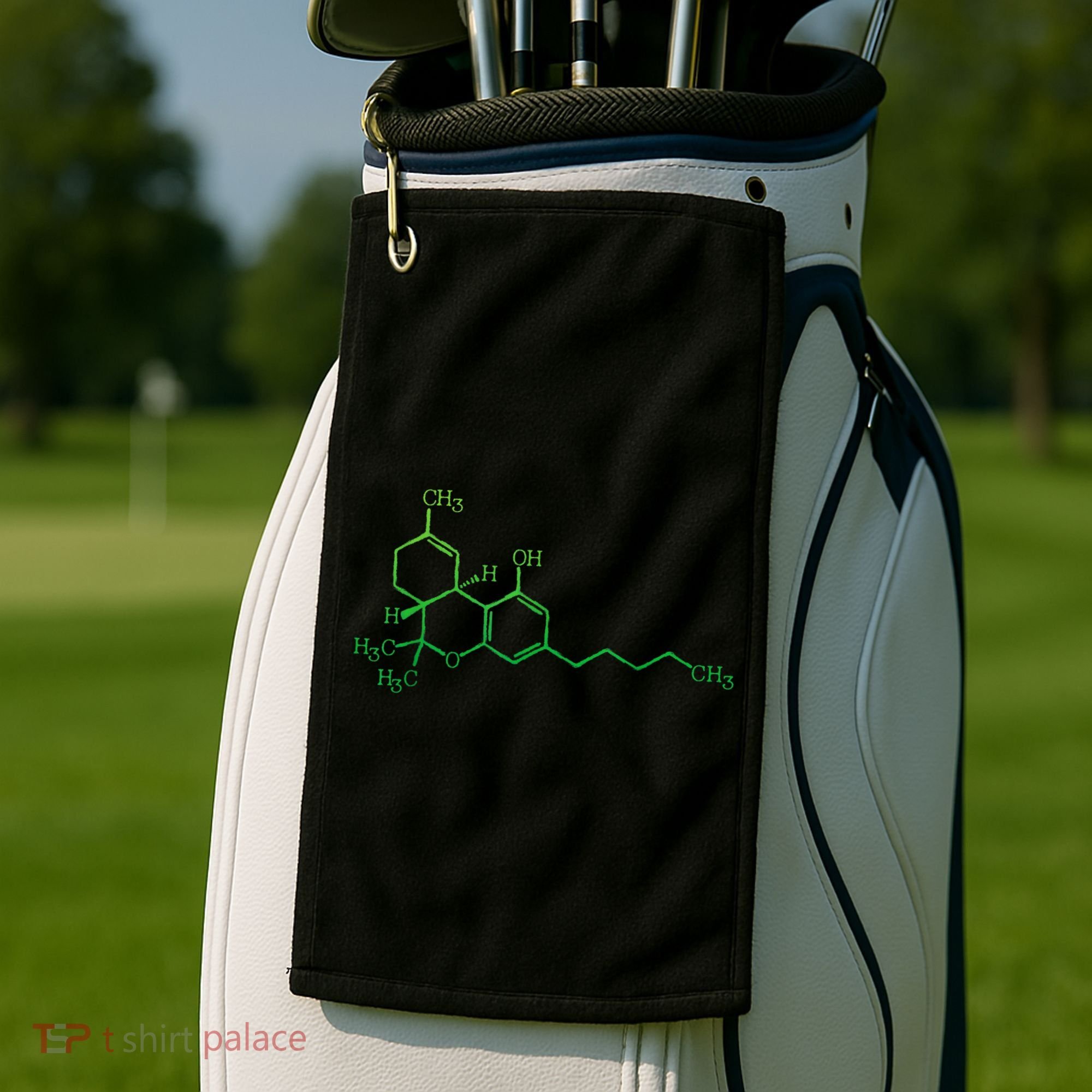 THC Cannabis Marijuana Medicine Chemical Formula Golf Towel