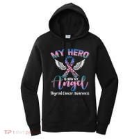 Thyroid Cancer My Hero Is Now My Angel Wings Retro Great Gift Women's Hoodie thumb 0
