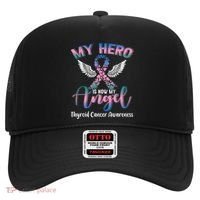 Thyroid Cancer My Hero Is Now My Angel Wings Retro Great Gift Hat thumb 0