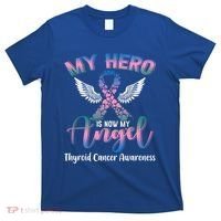 Thyroid Cancer My Hero Is Now My Angel Wings Retro Great Gift T-Shirt thumb 0