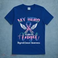 Thyroid Cancer My Hero Is Now My Angel Wings Retro Great Gift T-Shirt thumb 5