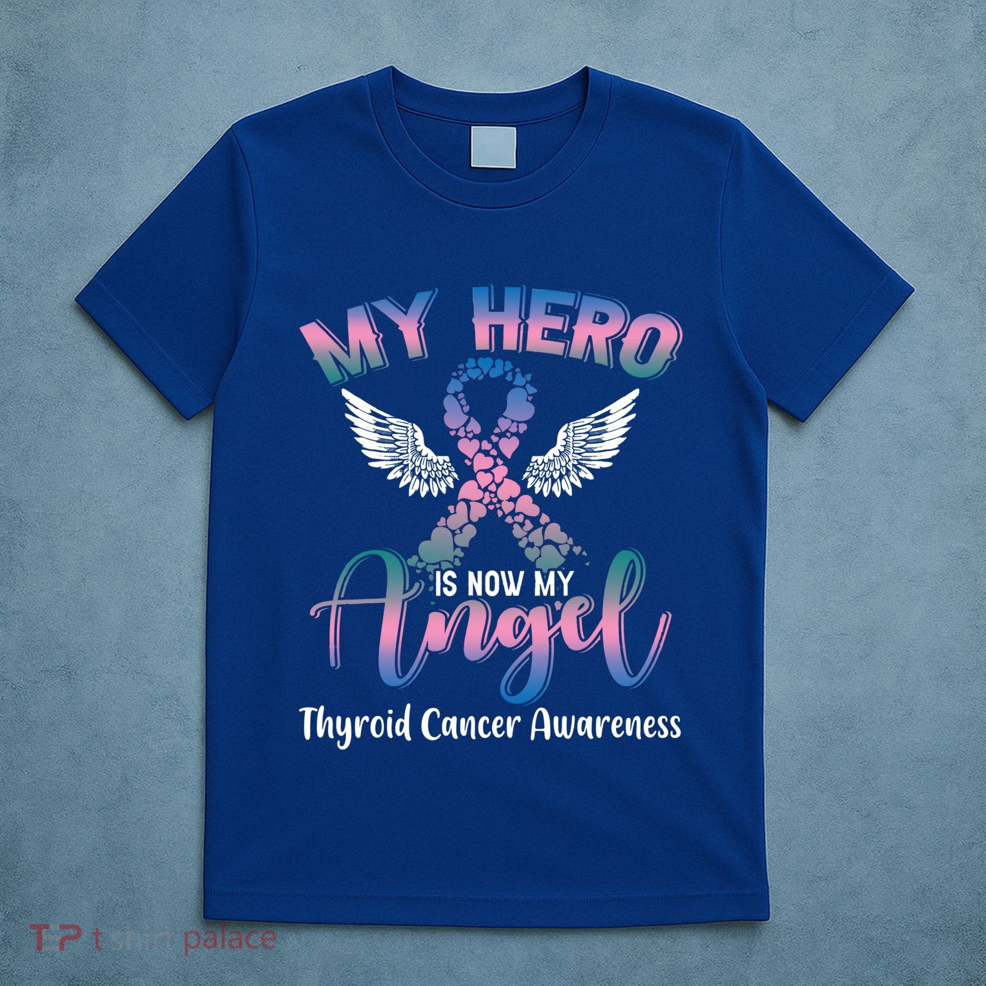 Thyroid Cancer My Hero Is Now My Angel Wings Retro Great Gift T-Shirt