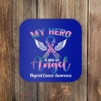 Thyroid Cancer My Hero Is Now My Angel Wings Retro Great Gift Coaster thumb 0
