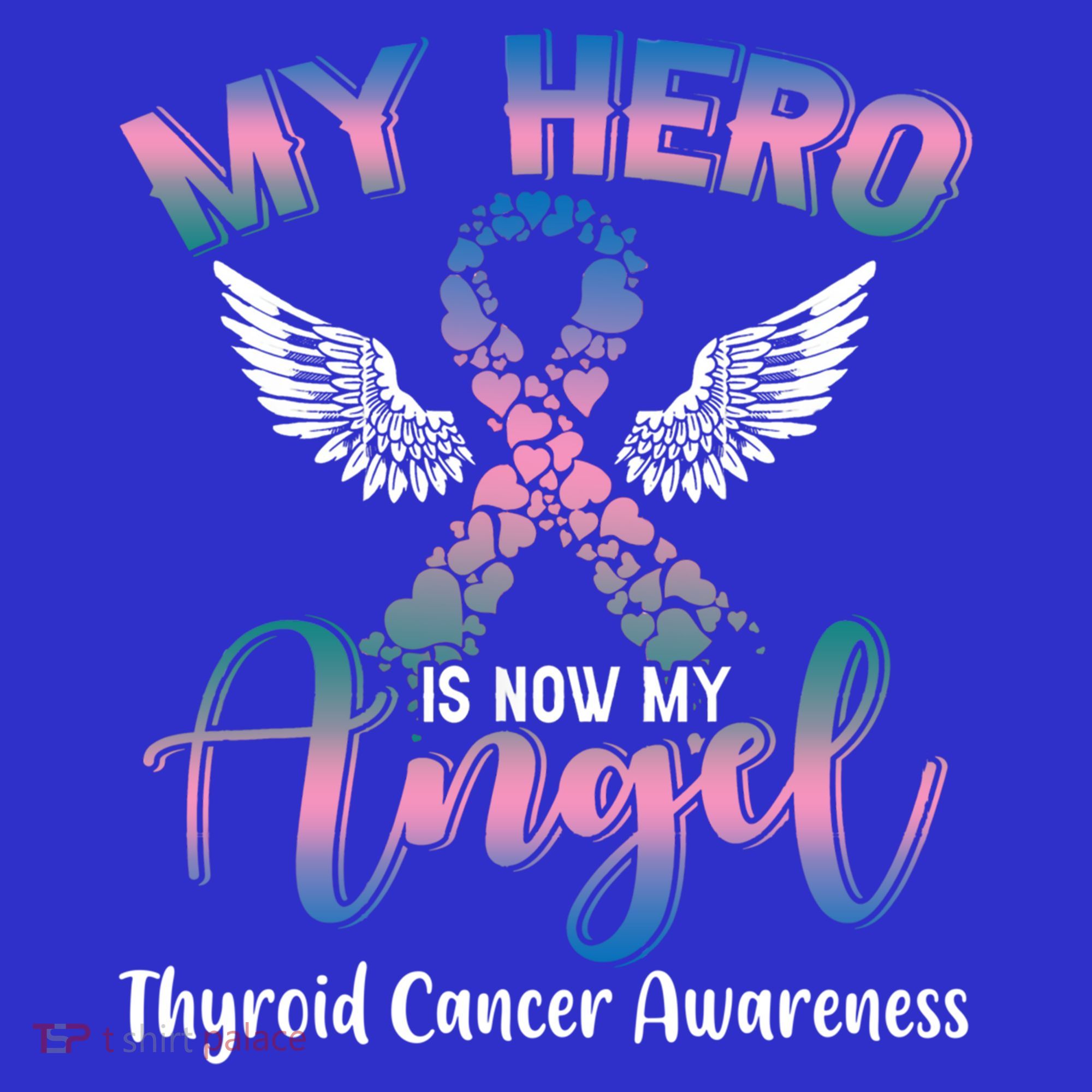 Thyroid Cancer My Hero Is Now My Angel Wings Retro Great Gift Polo