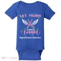 Thyroid Cancer My Hero Is Now My Angel Wings Retro Great Gift Baby Bodysuit thumb 0