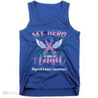 Thyroid Cancer My Hero Is Now My Angel Wings Retro Great Gift Tank Top thumb 0