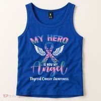 Thyroid Cancer My Hero Is Now My Angel Wings Retro Great Gift Tank Top thumb 2