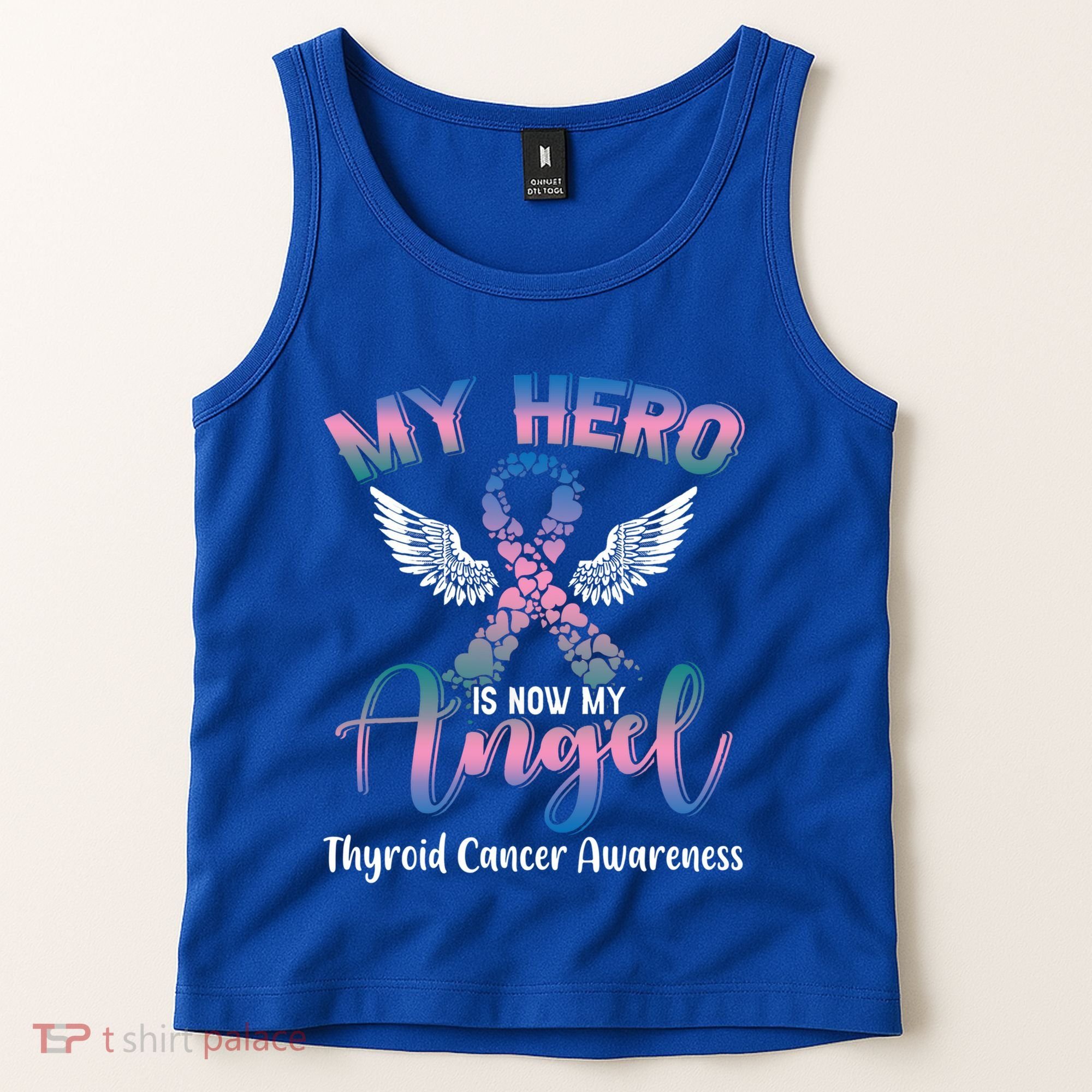 Thyroid Cancer My Hero Is Now My Angel Wings Retro Great Gift Tank Top