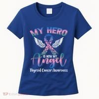 Thyroid Cancer My Hero Is Now My Angel Wings Retro Great Gift Women's T-Shirt thumb 0