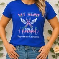 Thyroid Cancer My Hero Is Now My Angel Wings Retro Great Gift Women's T-Shirt thumb 2