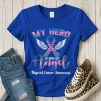 Thyroid Cancer My Hero Is Now My Angel Wings Retro Great Gift Women's T-Shirt thumb 3