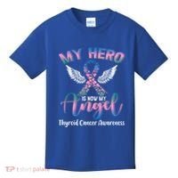 Thyroid Cancer My Hero Is Now My Angel Wings Retro Great Gift Kids T-Shirt thumb 0
