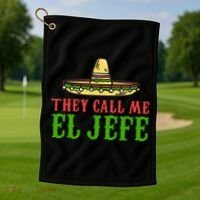 They Call Me El Jefe Mexican Bearded Men Golf Towel thumb 1