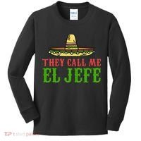 They Call Me El Jefe Mexican Bearded Men Kids Long Sleeve Shirt thumb 0