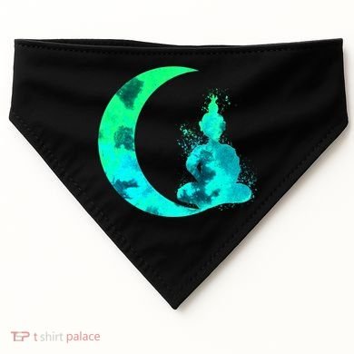 Turquoise Crescent Moon And Buddha Gift USA-Made Doggie Bandana