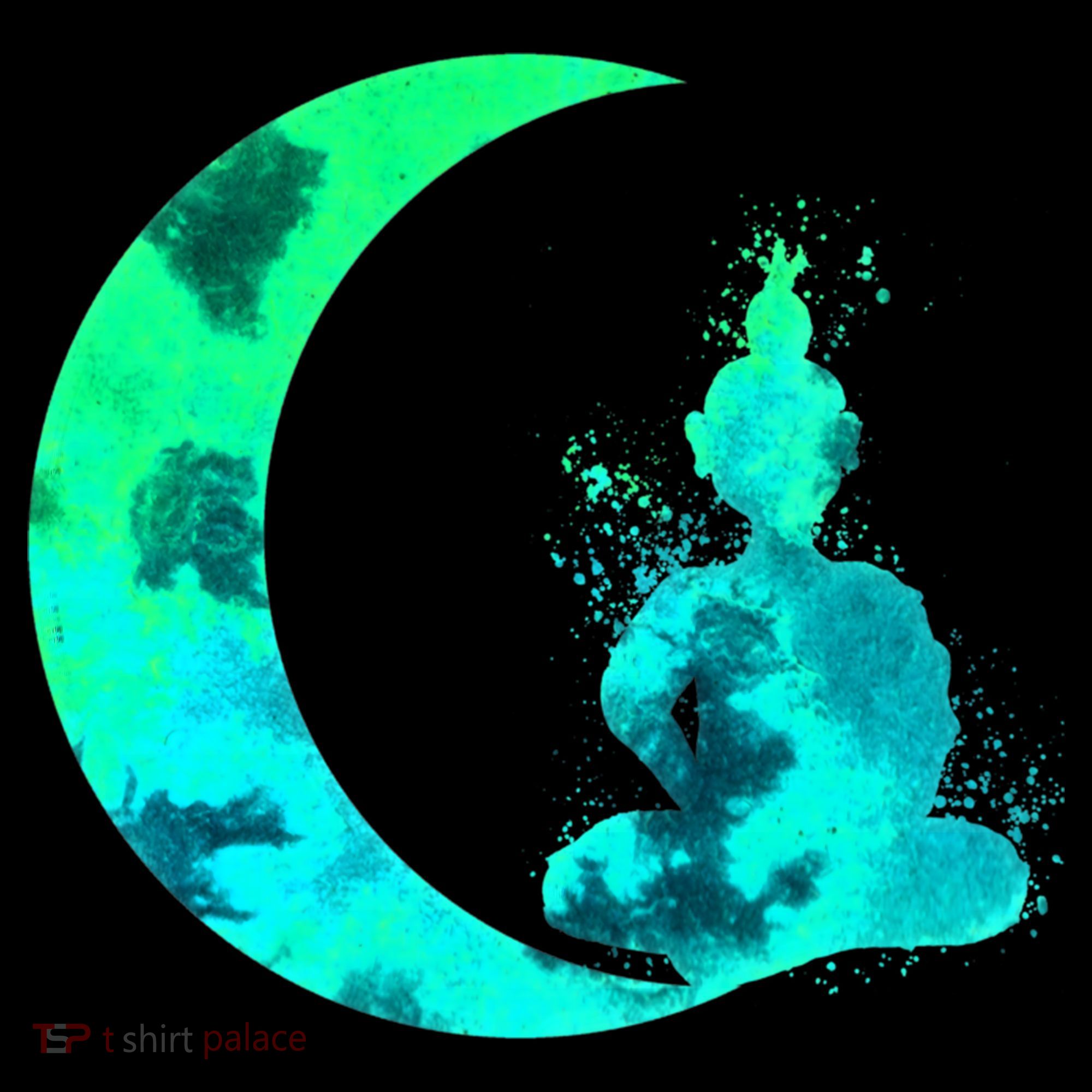 Turquoise Crescent Moon And Buddha Gift USA-Made Doggie Bandana