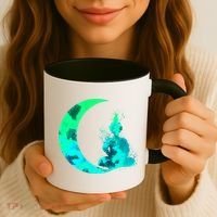 Turquoise Crescent Moon And Buddha Gift Coffee Mug thumb 3
