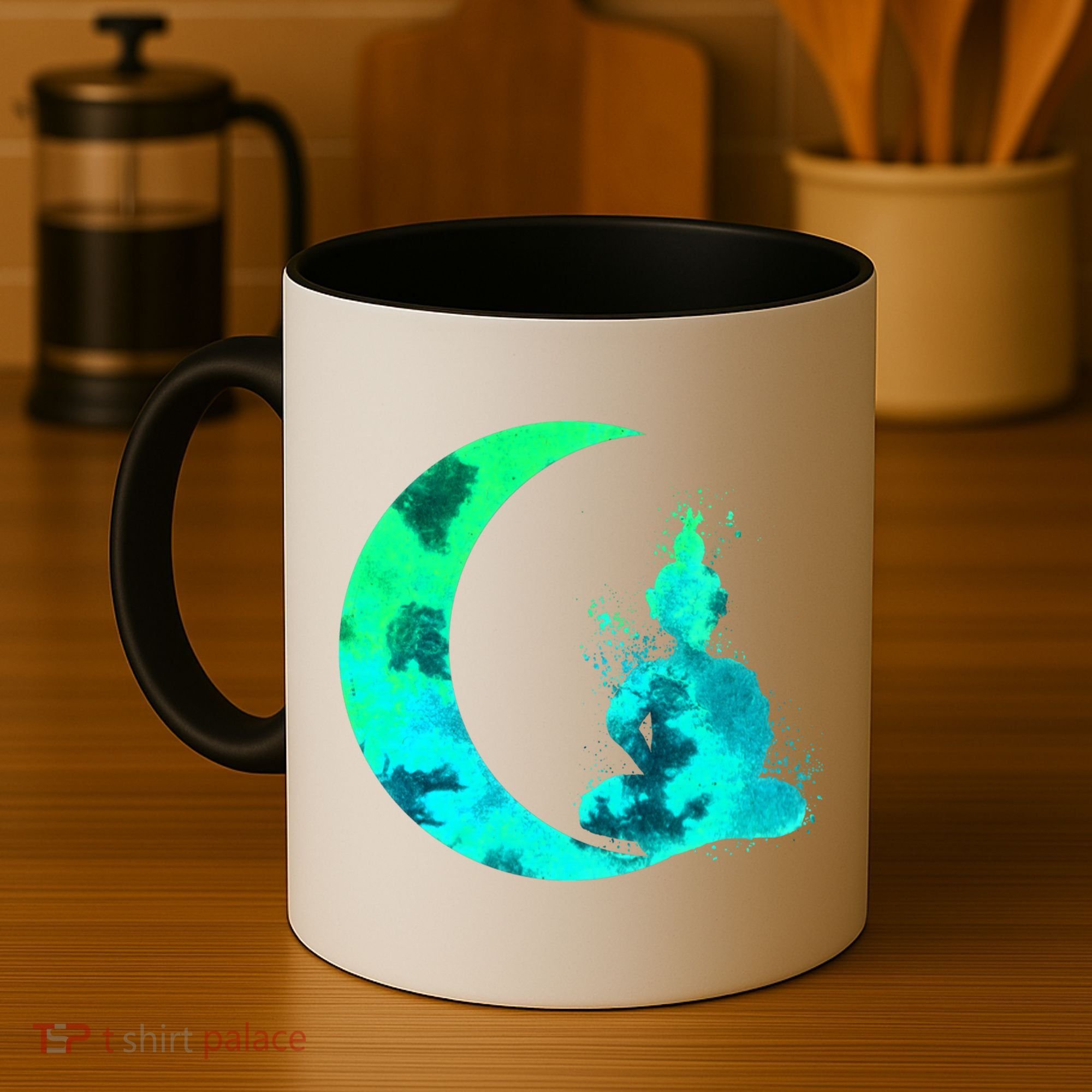 Turquoise Crescent Moon And Buddha Gift Coffee Mug